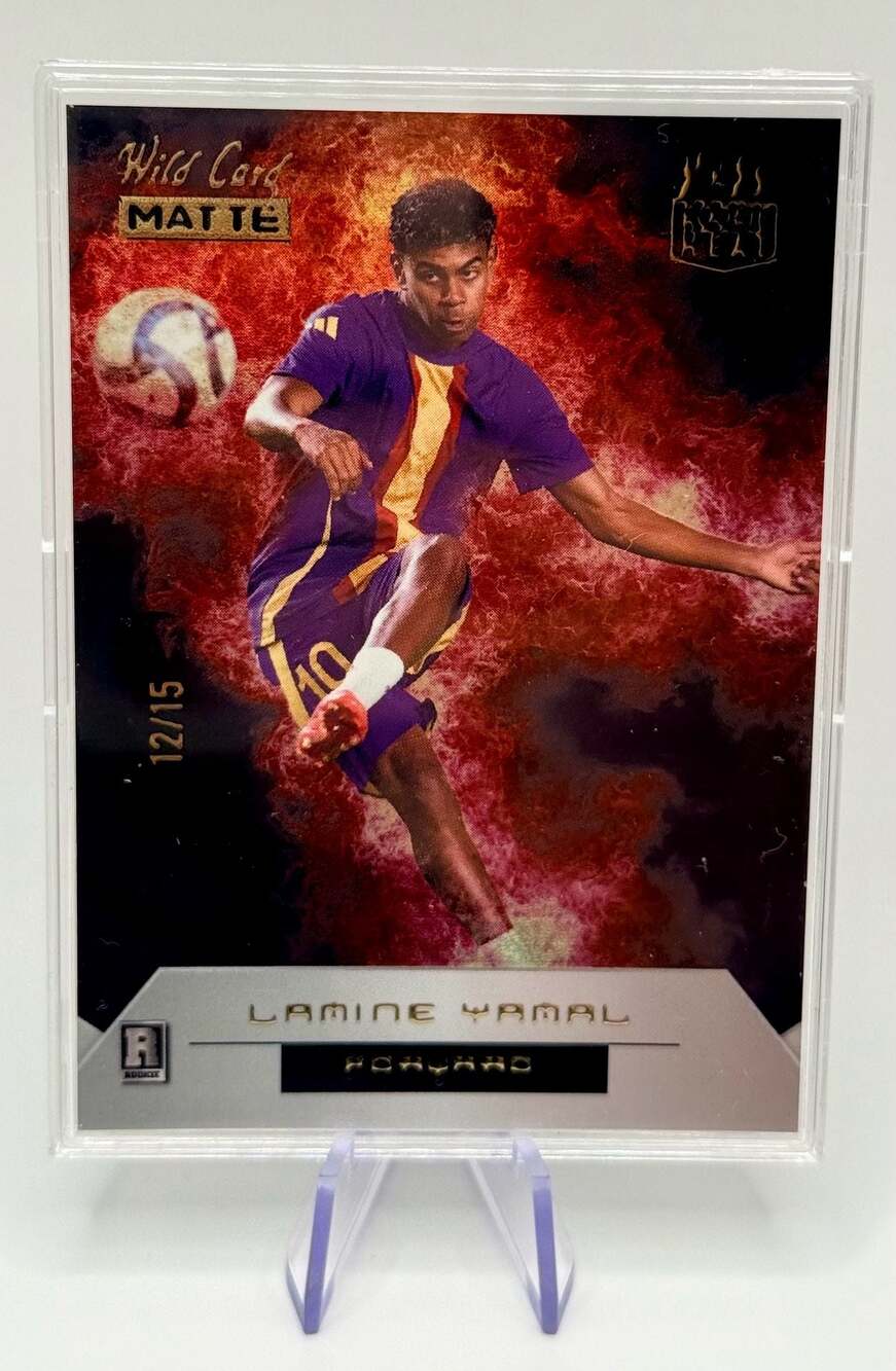 Lamine Yamal 2024 Wild Card Matte Rookie Heat Soccer Card 12/15 World Cup Champ